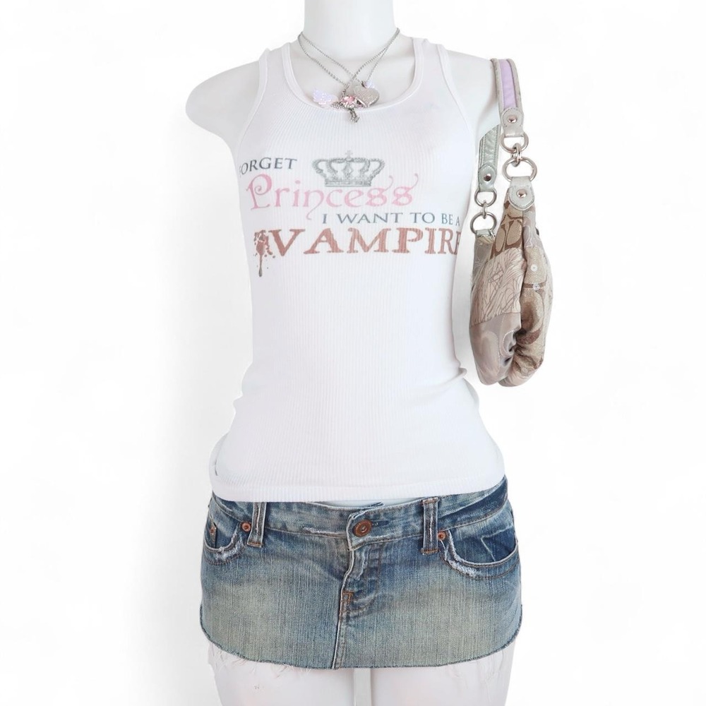 y2k princess vampire tank | 2000s gothic graphic ribbed top
